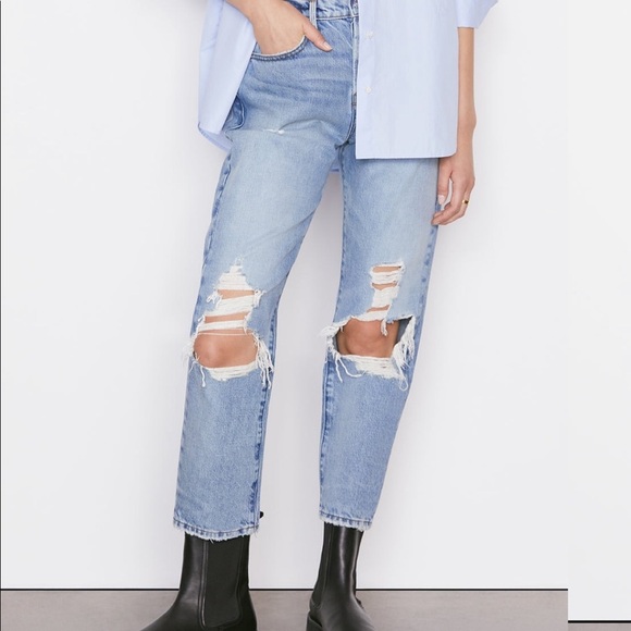 $248 Frame Le Original Distressed Light Wash Jeans - Picture 1 of 12